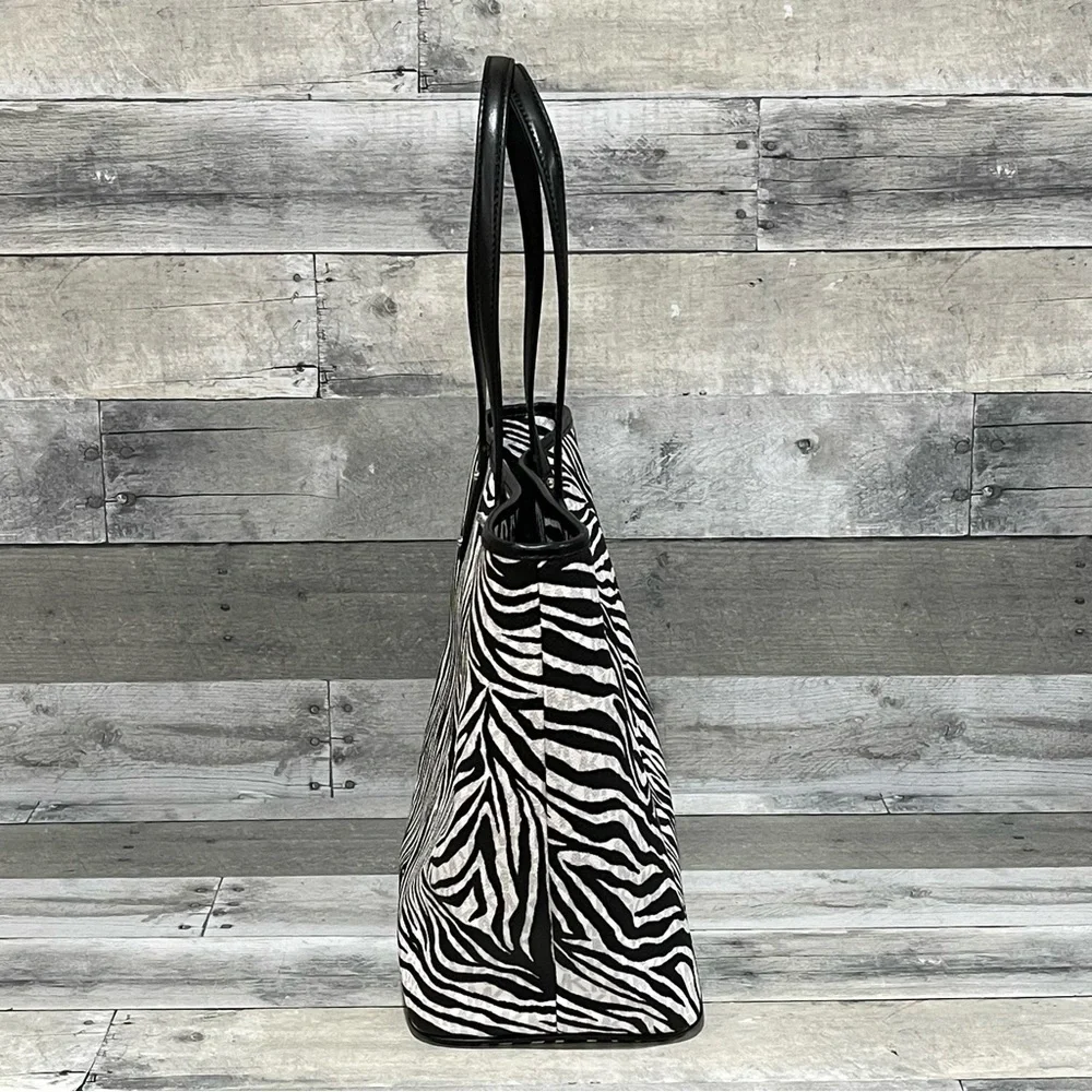 MICHAEL KORS Carter Large Open Tote Bright White/Multi/ Zebra Print - One Size